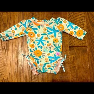 RuffleButts Seaside Floral Swimsuit